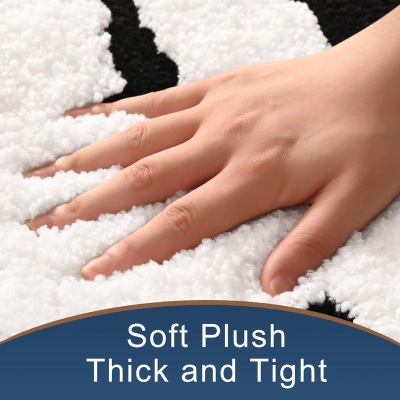 Anybar Bathroom Rug Black and White Bath Mats Non Slip Floor Mat, Thick Soft Shaggy Bath Rugs Cute Bathroom Deocr, Super Absorbent Bathmat Machine Washable Carpet for Shower 16 x 24â€˜â€™ - Image 2