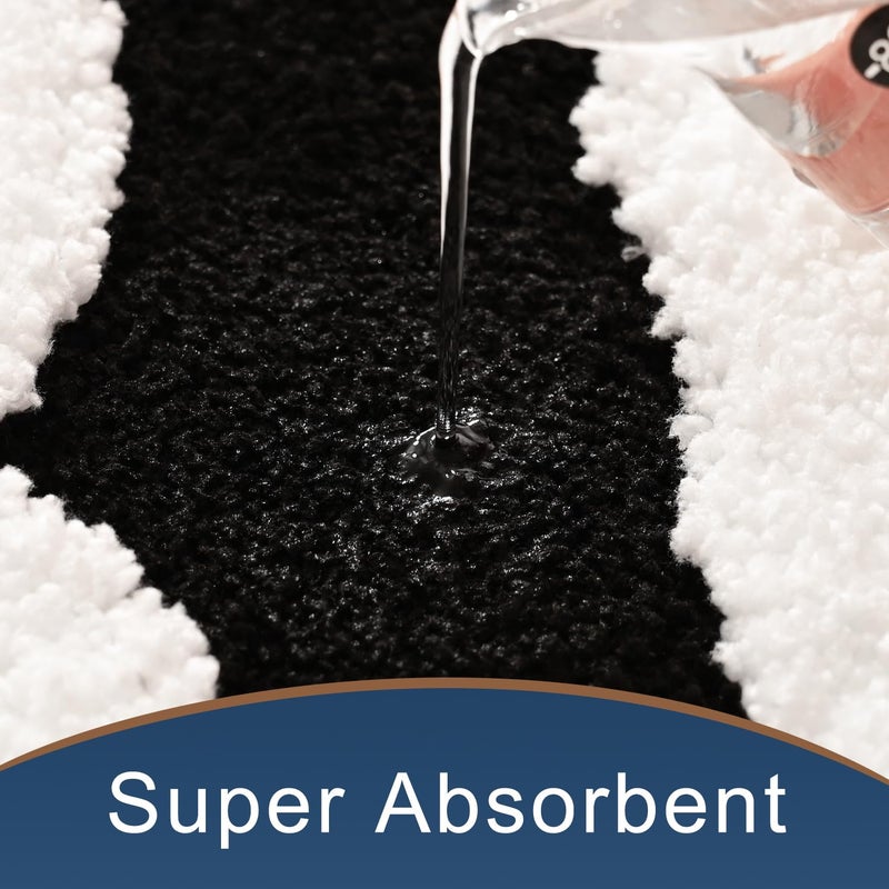 Anybar Bathroom Rug Black and White Bath Mats Non Slip Floor Mat, Thick Soft Shaggy Bath Rugs Cute Bathroom Deocr, Super Absorbent Bathmat Machine Washable Carpet for Shower 16 x 24â€˜â€™ - Image 4
