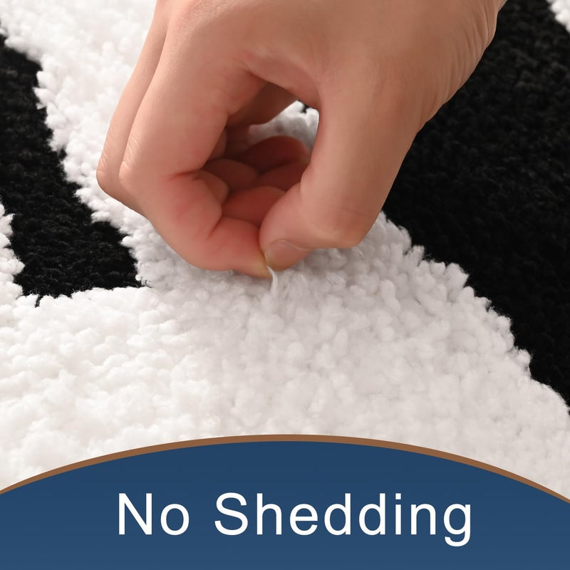 Anybar Bathroom Rug Black and White Bath Mats Non Slip Floor Mat, Thick Soft Shaggy Bath Rugs Cute Bathroom Deocr, Super Absorbent Bathmat Machine Washable Carpet for Shower 16 x 24â€˜â€™ - Image 5
