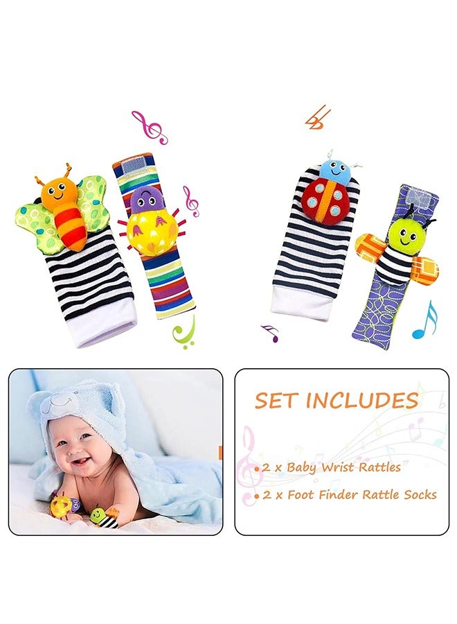 QiaoKai 4-Piece Newborn Baby Soft Rattles Handbells Hand Foot Socks Developmental Kids Toys Gift - Image 4