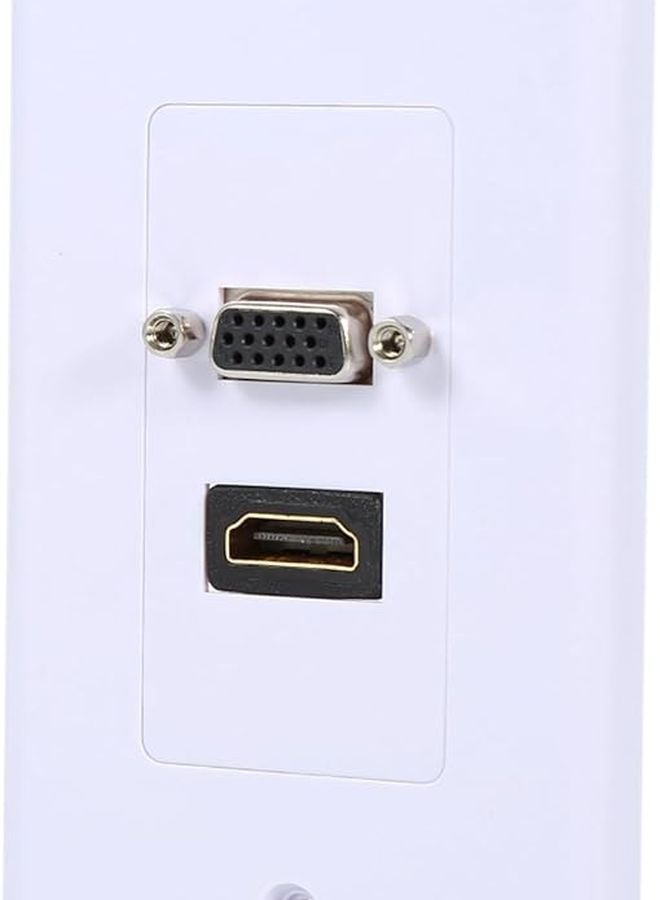 White ABS Plastic VGA Wall Outlet 1 Port Gold Plated Connector For Home Office - Image 1
