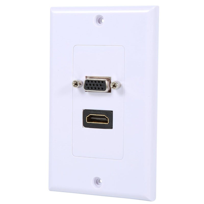 White ABS Plastic VGA Wall Outlet 1 Port Gold Plated Connector For Home Office - Image 2