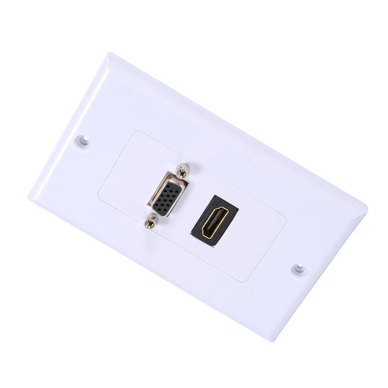 White ABS Plastic VGA Wall Outlet 1 Port Gold Plated Connector For Home Office - Image 5