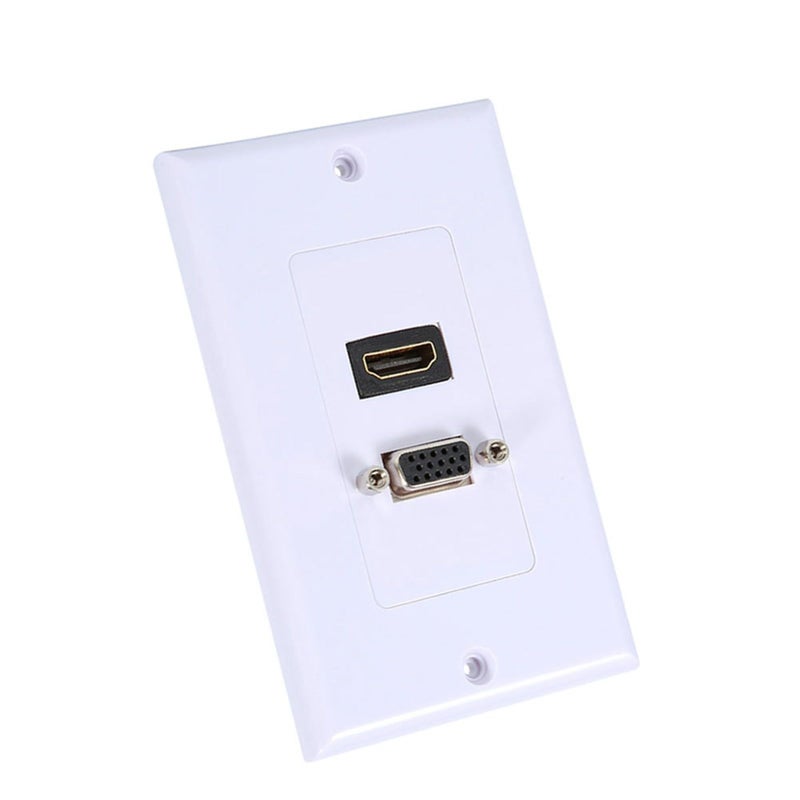 White ABS Plastic VGA Wall Outlet 1 Port Gold Plated Connector For Home Office - Image 3