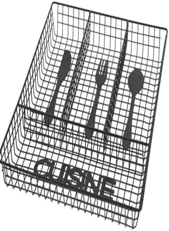 Spaceshoop Grid, Cutlery Spoons, Kitchen Drawer Organizer, Stainless Steel Storage Container, Metal Storage Basket for Holding Kitchen Utensils (black)