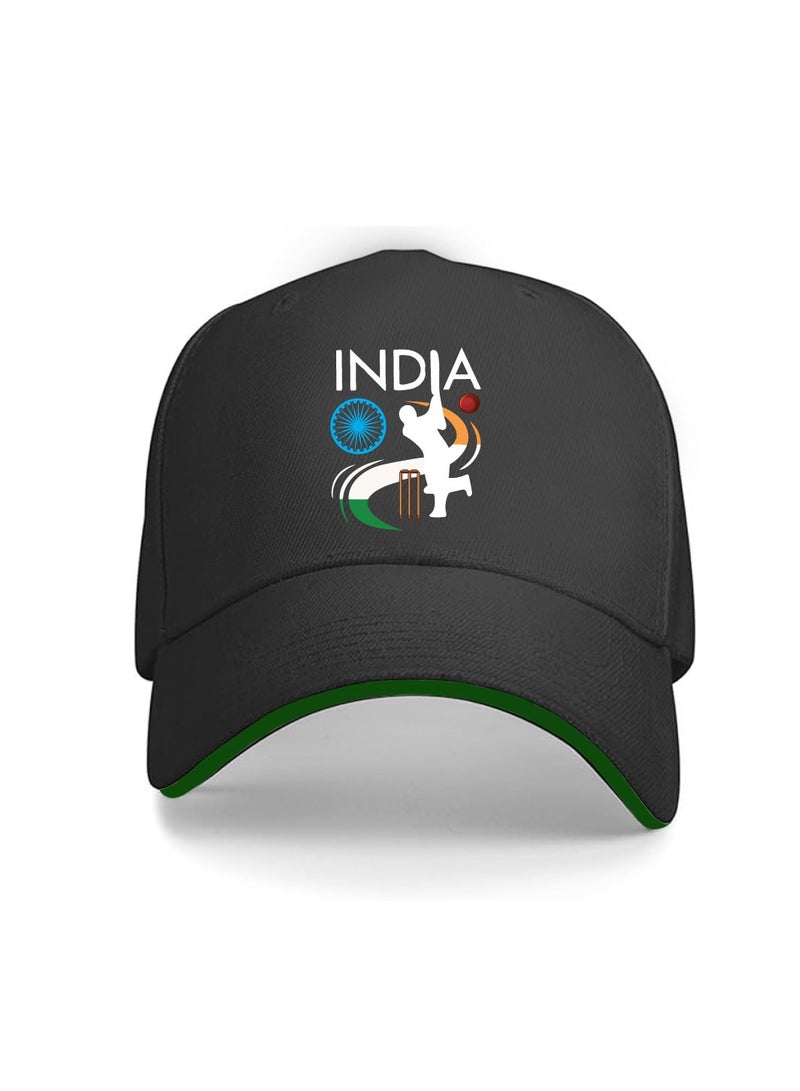 India Cricket Sports Fans Baseball Caps for Both Men and Women With Metal Adjustable Buckle Closure - Perfect for Outdoor Activities, Matches, and Everyday Wear - Image 1