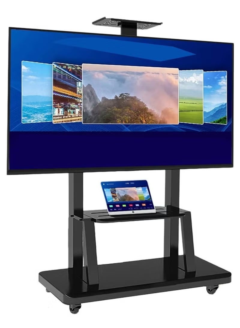 هايكس حامل تلفزيون متحرك – عربة بعجلات لأجهزة تلفزيون LCD/LED مقاس 32-75 بوصة، قابل لتعديل الارتفاع مع رف – أقصى مقاس VESA 600x400 مم - Image 1