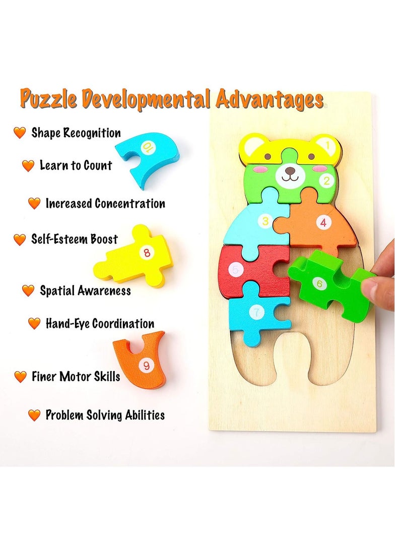 ميكسد ألغاز خشبية للأطفال من سن 3 إلى 5 سنوات، ألعاب مونتيسوري للأطفال من عمر سنتين، ألغاز خشبية للأطفال من عمر سنة فما فوق، عبوة من 4 ألغاز للأطفال الصغار - Image 2