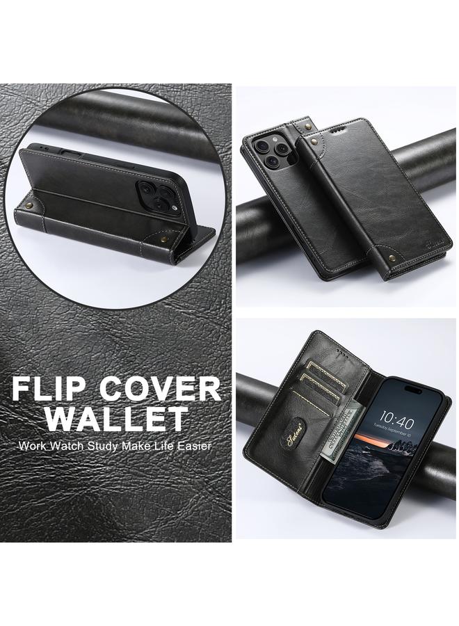 Suteni Case For iPhone 16 Pro Baroque Calf Texture Buckle Wallet Leather Phone Case - Image 5