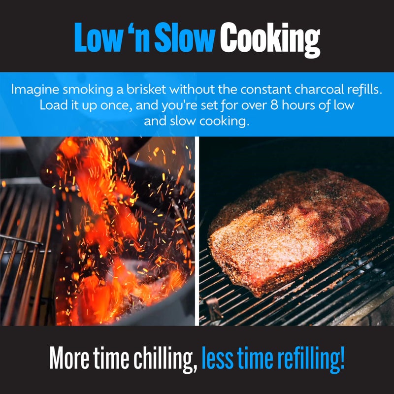 Slow 'N Sear SnS Grills Slow â€˜N Sear Charcoal Inserts for Low â€˜N Slow & High-Heat Cooking - Patented Stainless Steel Accessories for Weber Summit and Similar Kettle Grills - Low Profile 22" - Image 4
