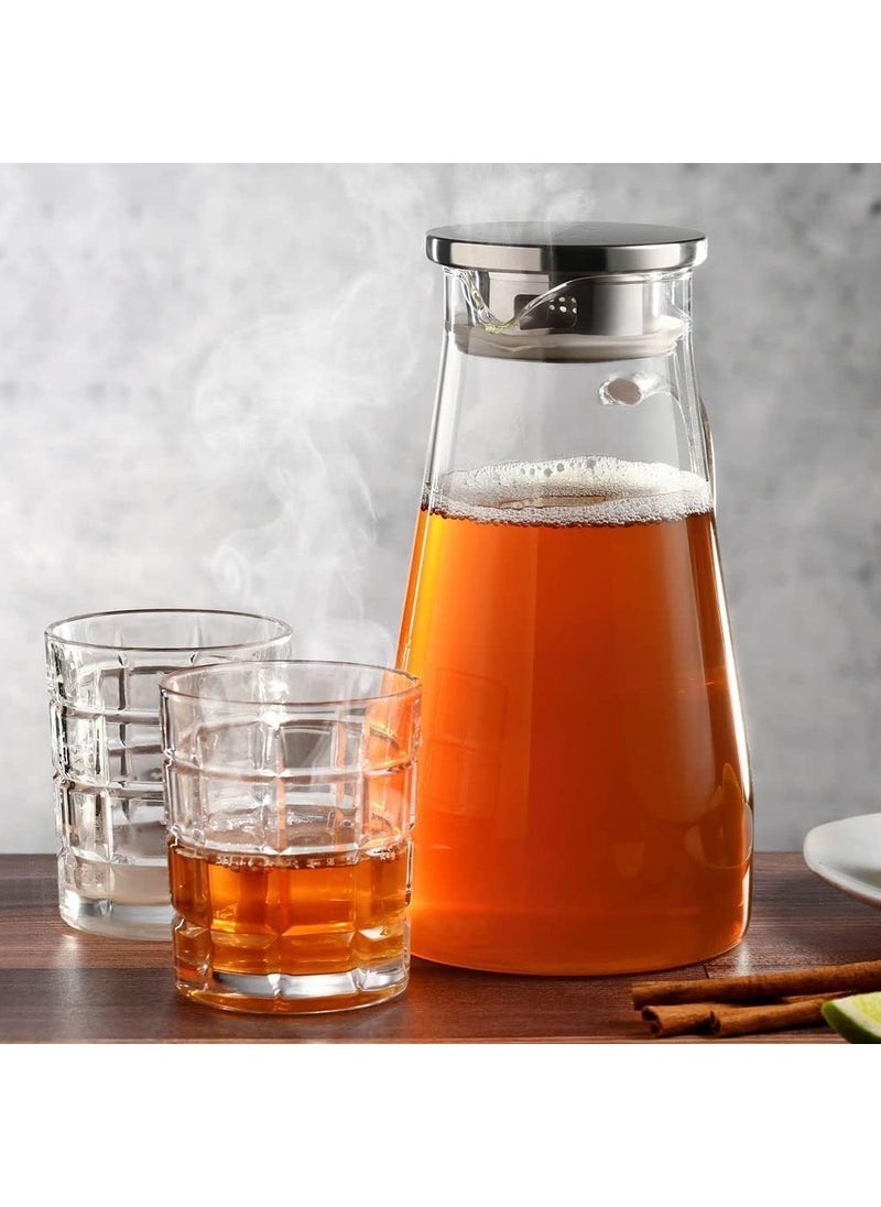 ZIXTERT ZIXTERT Romantic Style Glass Pitcher with Steel Lid and Handle 16 Liter Jug for Hot and Cold Beverages Perfect for Juice Water Milk and More  - Image 5