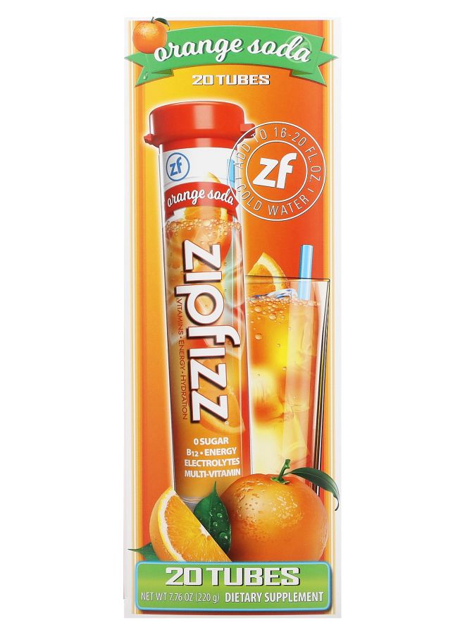 Zipfizz Energy Drink Mix Orange Soda 20 Tubes 0.39 oz (11 g) Each