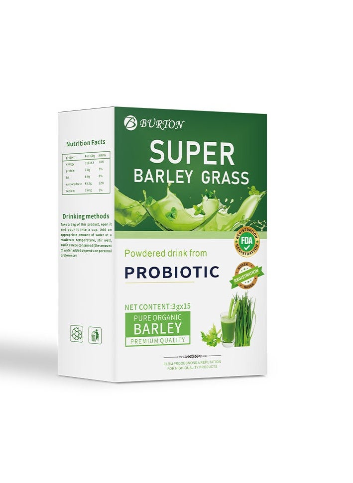 BURTON Super Barley  Grass , Pure Organic Barley Powder,Healthy Nutrition,Lightweight And Fat Reducing,Overtime And Staying Up Late, Irregular Life,Abdominal Distension And Discomfort 15bags  - Image 1