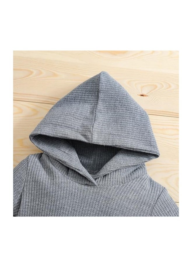Newborn Unisex Baby Clothes Set Hooded Long Sleeve Bodysuit Stretchy Pants Ribbed Outfits Fall Winter - Image 3