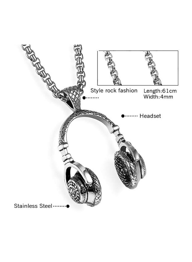 Oidea Stainless Steel Headphone Shape Pendant Necklace - Image 2