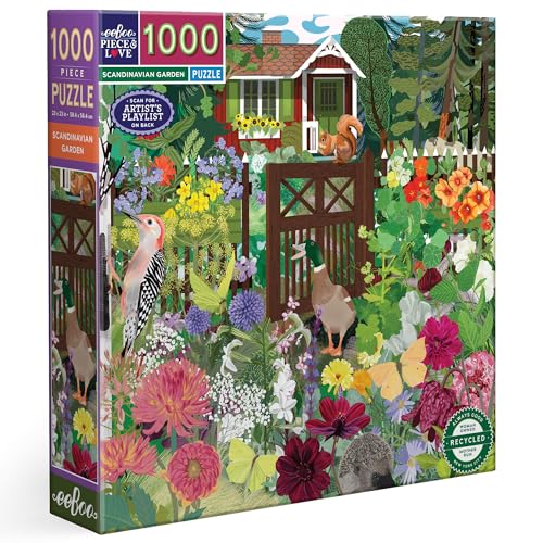 eeBoo 1000 Piece Puzzle Scandinavian Garden Jigsaw Puzzle for Adults Square 23 x 23 Made with Recycled Board VegetableBased Ink - Image 1