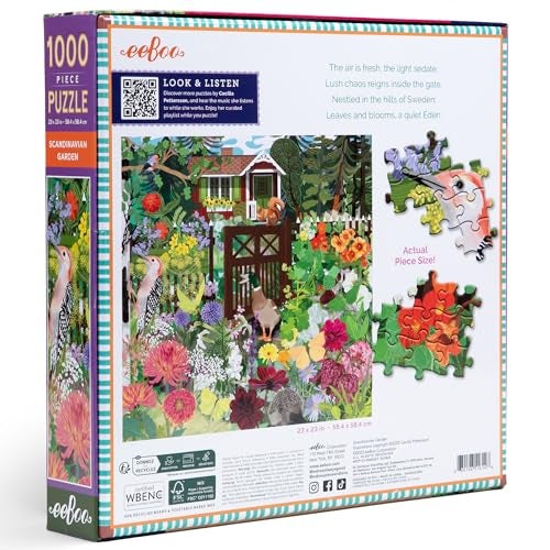 eeBoo 1000 Piece Puzzle Scandinavian Garden Jigsaw Puzzle for Adults Square 23 x 23 Made with Recycled Board VegetableBased Ink - Image 5