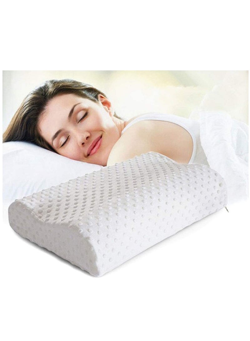 ELTRAZONE Cervical Orthopedic Memory Foam Pillow Standard Size Neck & Back Support Pillow for Sleeping with Removable Zipper Cover (23” L x 13.8” W x 4” H | Color: White | 2pcs Set - Image 1