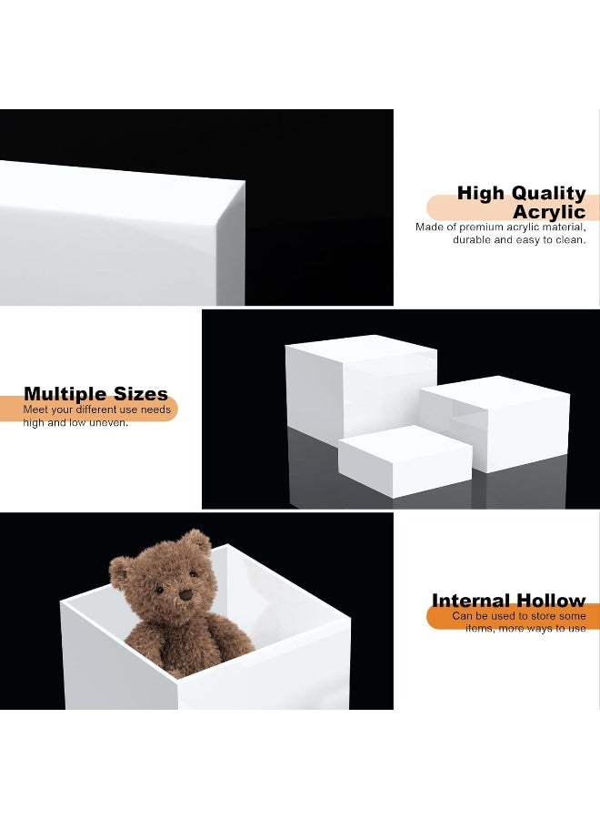 TPGP 3PCS Buffet Risers, Food Risers for Buffet Table with Hollow Bottoms, White Acrylic Cube Display Nesting Riser Stand for Display Collectibles Jewelry - Image 2