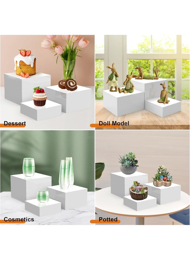 TPGP 3PCS Buffet Risers, Food Risers for Buffet Table with Hollow Bottoms, White Acrylic Cube Display Nesting Riser Stand for Display Collectibles Jewelry - Image 3