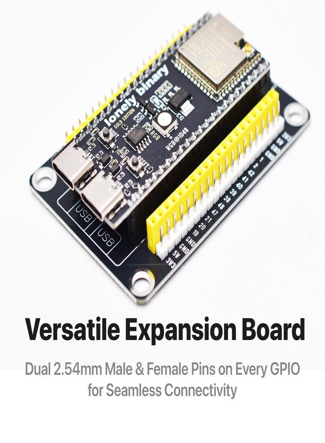 LONELY BINARY لوحة تطوير LONELY BINARY ESP32-S3 إصدار الذهب - 16MB فلاش 8MB PSRAM مزدوج USB-C واي فاي بلوتوث لمشاريع Arduino IoT، MicroPython و ESP-IDF N16R8 (حزمة 3 قطع IPEX جميع الأطراف) - Image 4
