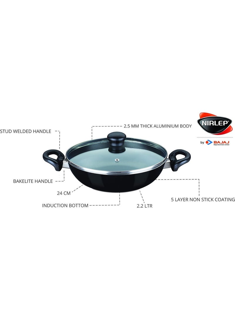 Nirlep by Bajaj Electricals Sakhi Gift Set Non Stick Induction Set of Flat Tawa, Fry Pan & Kadhai with Lid (Wine) - Image 4