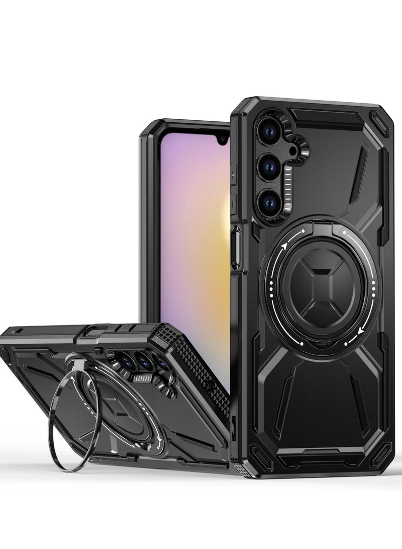 عام غطاء سامسونج جالكسي إس 24 إف إي (ليس إس 24) مع حامل حلقي، درع عسكري مضاد للصدمات، مع حامل مغناطيسي صلب للهاتف - غطاء واقي لجالكسي إس 24 إف إي 5G