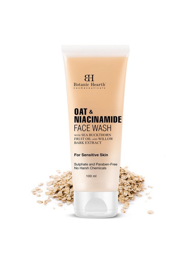 Botanic Hearth Oat & Niacinamide Cleanser Face Wash Enriched With Seabuckthorn Fruit Oil, Willow Bark Extract | Ideal For Sensitive Skin | For Women & Men | Sulphate & Paraben Free | 100Ml  - Image 1