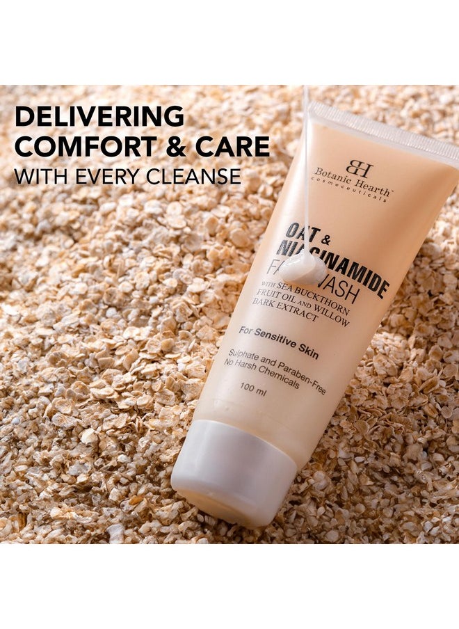 Botanic Hearth Oat & Niacinamide Cleanser Face Wash Enriched With Seabuckthorn Fruit Oil, Willow Bark Extract | Ideal For Sensitive Skin | For Women & Men | Sulphate & Paraben Free | 100Ml  - Image 2