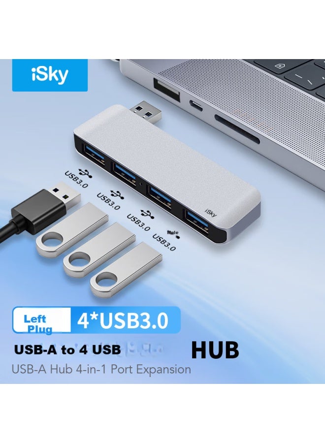 Isky Usb 3.0 High-speed 4-port Hub Dock Splitter Right-angle Plug Compatible With Huawei Xiaomi Lenovo Laptop Docking Station