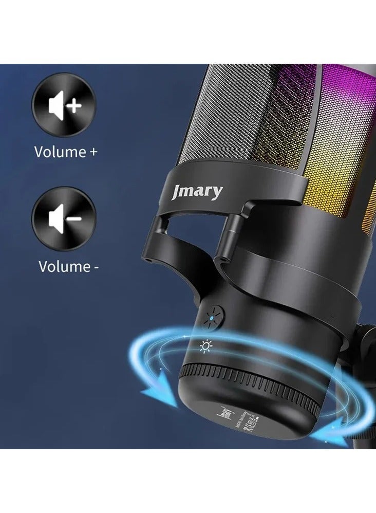 Jmary MC-PW13 Zero Latency Monitor Mic RGB Light Plug and Play Desktop Microphone - Image 5