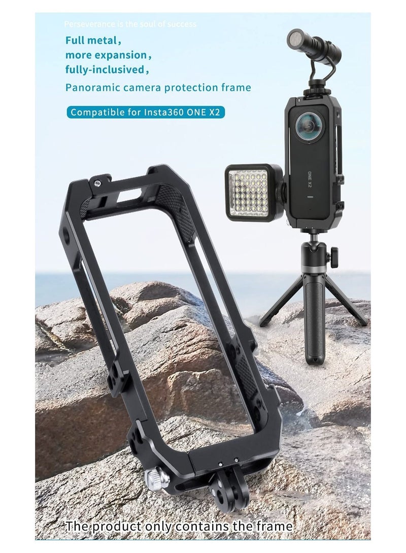 Y&D Panoramic Camera Cage Protection Frame with Magnetic Folding Mount Head Cold Shoe 1/4'' Hole Compatible Insta360 one x2 (One Pcs Frame) - Image 5