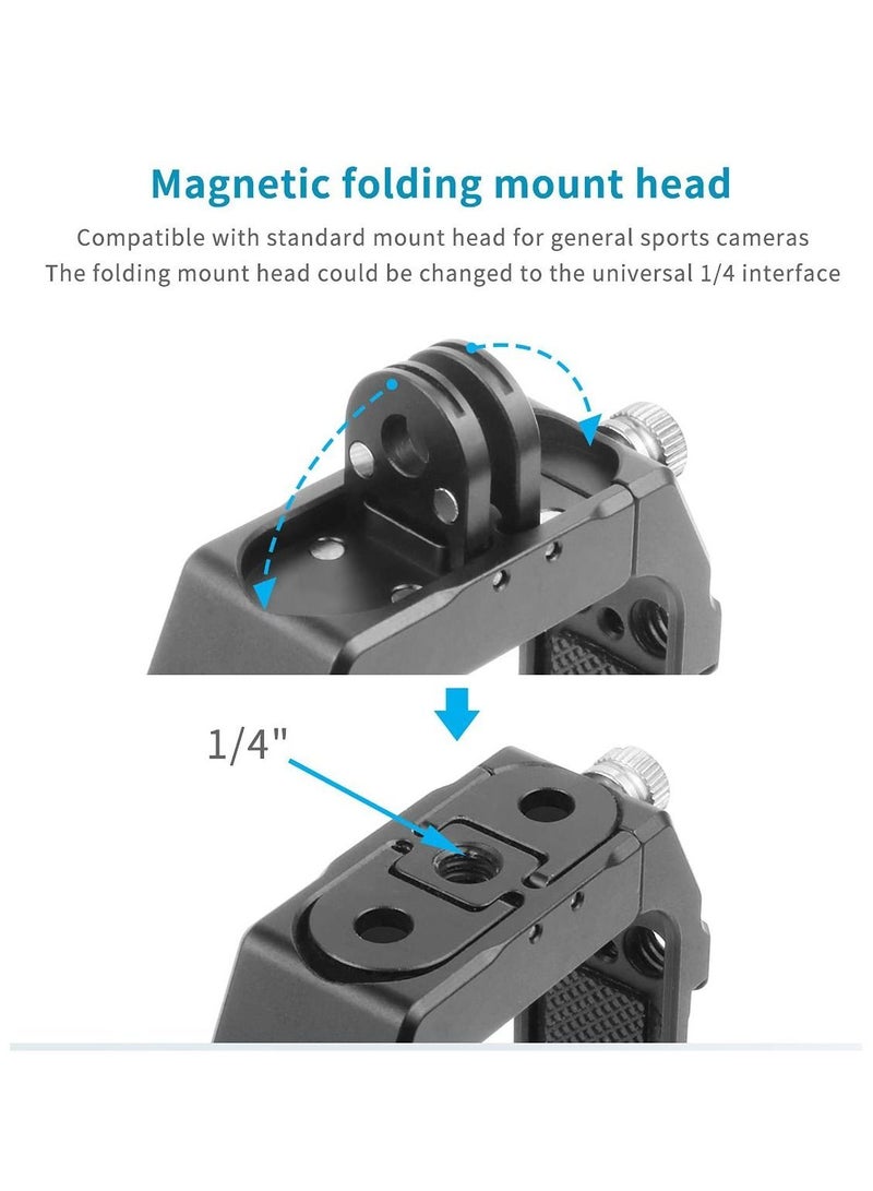 Y&D Panoramic Camera Cage Protection Frame with Magnetic Folding Mount Head Cold Shoe 1/4'' Hole Compatible Insta360 one x2 (One Pcs Frame) - Image 3