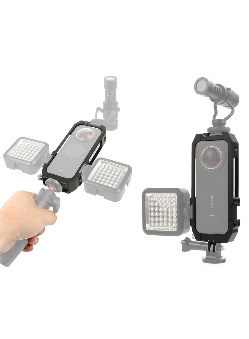 Y&D Panoramic Camera Cage Protection Frame with Magnetic Folding Mount Head Cold Shoe 1/4'' Hole Compatible Insta360 one x2 (One Pcs Frame) - Image 1