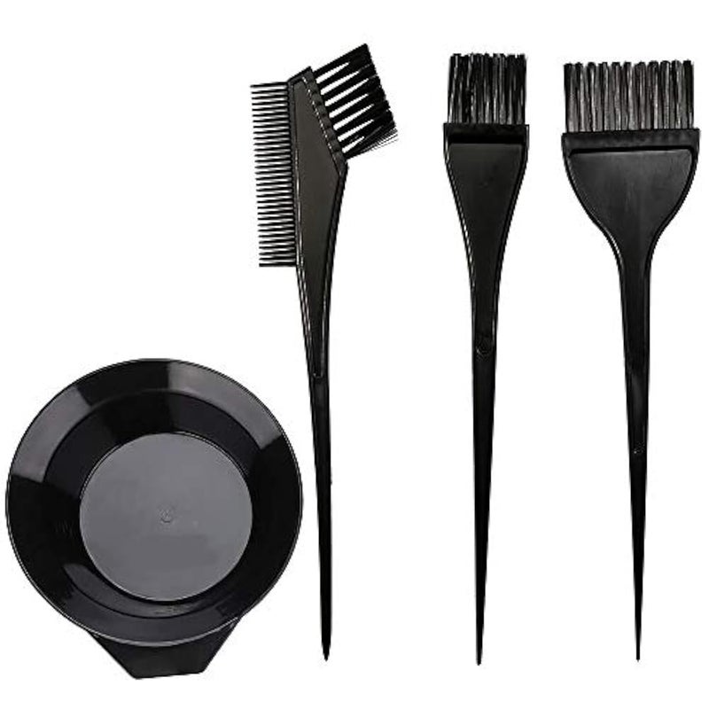 Moonmini Hair Dye Color Brush and Bowl Set, 4Pcs Color Bowl Brushes Tool Mixing Bowl Kit Tint Comb for Hair Tint Dying Coloring Applicator, BLACK, 4 Piece Set - Image 1
