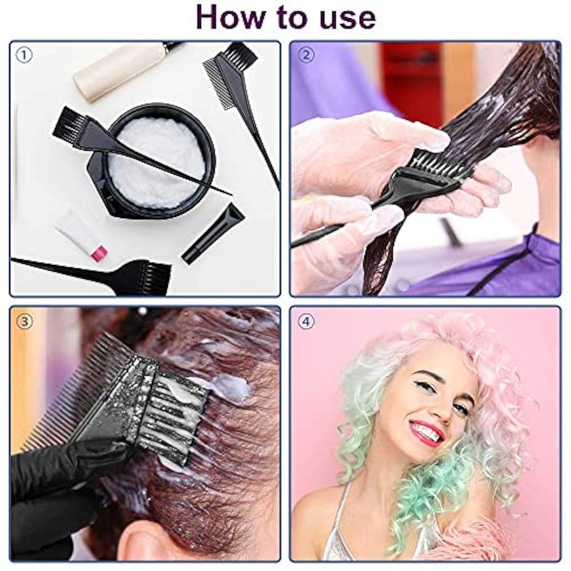 Moonmini Hair Dye Color Brush and Bowl Set, 4Pcs Color Bowl Brushes Tool Mixing Bowl Kit Tint Comb for Hair Tint Dying Coloring Applicator, BLACK, 4 Piece Set - Image 5