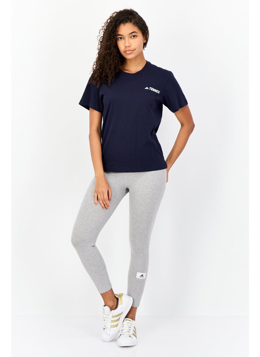 Adidas - Women Sportswear Fit Short Sleeve Hiking T-Shirt, Navy - Image 1