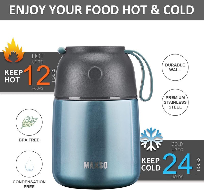 ITSLIFE Insulated Thermo Food Jar for Hot & Cold Food for Kids Adult, 17 oz Soup Thermal Hot Food Containers for Lunch, Triple Layer Insulation Stainless Steel Food Jar with Spoon (Lightblue) - Image 5