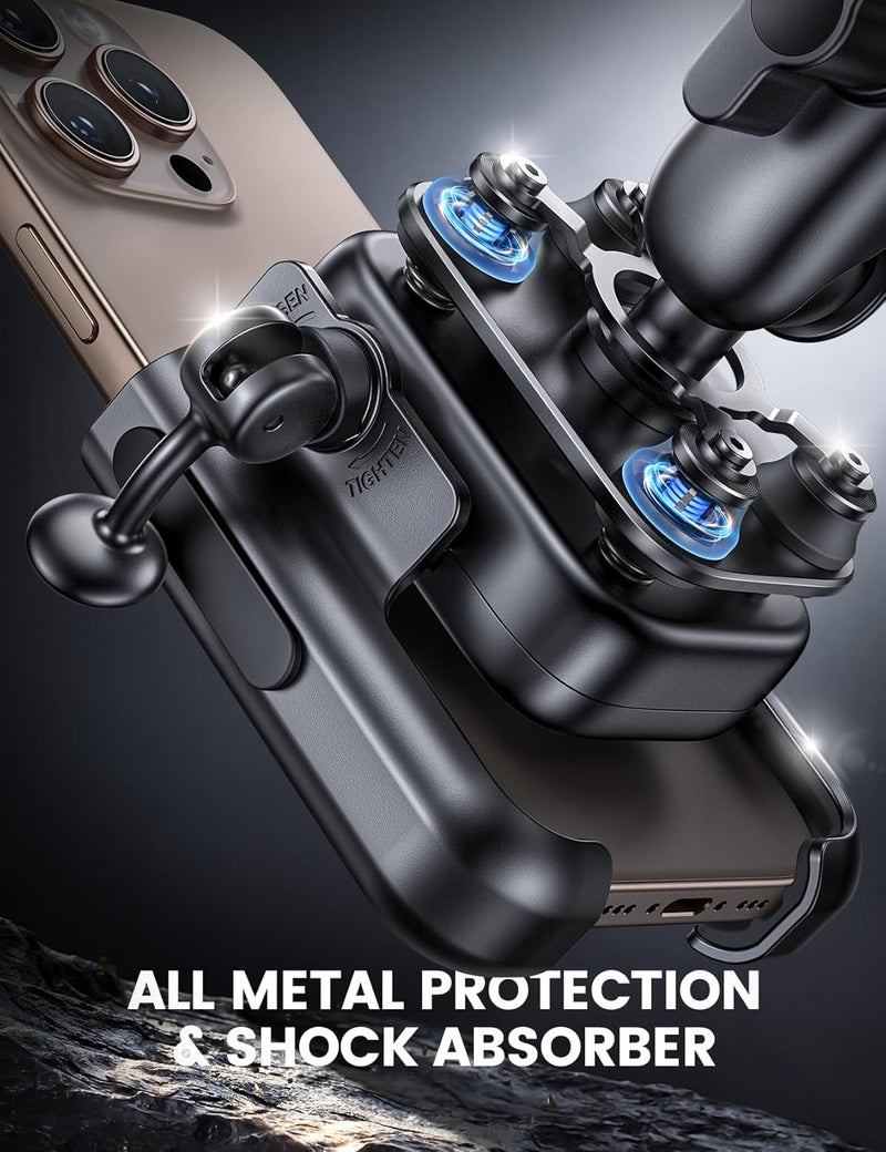 Lamicall Motorcycle Phone Mount Holder - [All Metal] [Anti Shake] [Extendable Arm] Bike Phone Holder Handlebar Clamp, Bicycle Cell Phone Mount, for iPhone 17 16 Pro Max, 15 14, Galaxy, 4.7-7.2" Phones - Image 2