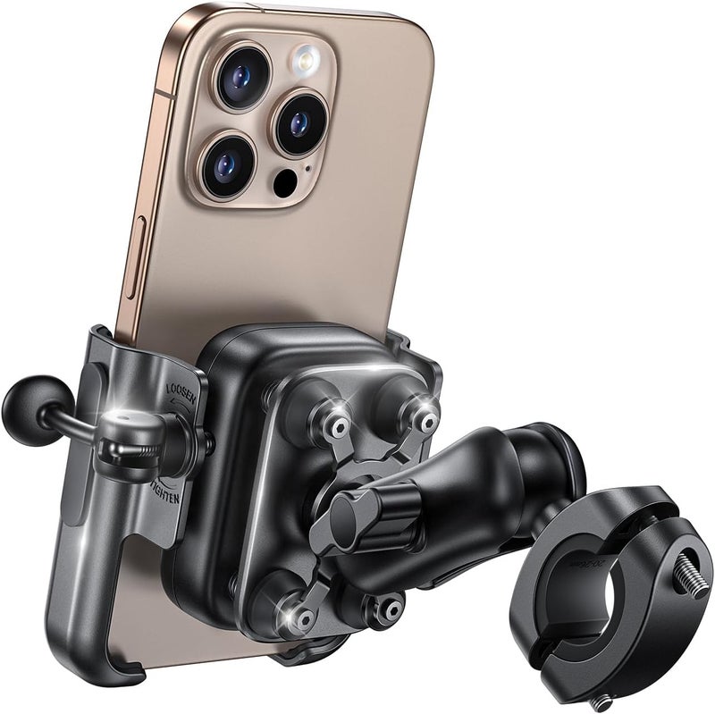 Lamicall Motorcycle Phone Mount Holder - [All Metal] [Anti Shake] [Extendable Arm] Bike Phone Holder Handlebar Clamp, Bicycle Cell Phone Mount, for iPhone 17 16 Pro Max, 15 14, Galaxy, 4.7-7.2" Phones - Image 1