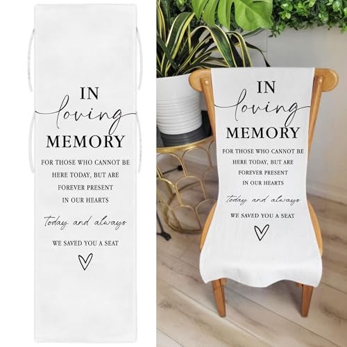 SIXEIGHT Reserved Memorial Wedding Chair Sign In Loving Memory Linen Wedding Sign for Chair Save a Seat for Someone In Heaven Reserved Seating Decoration for Weddings Parties 50 x 15 InchA13 - Image 1