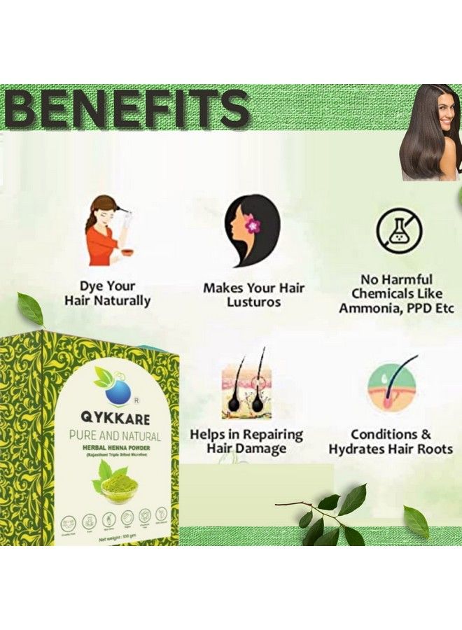 QYKKARE مسحوق الحناء العشبي ثلاثي النخل ناعم جداً عبوة من 4 (400 جرام) - Image 4