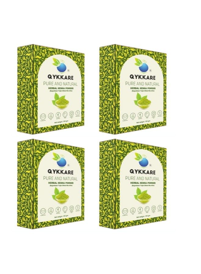 QYKKARE مسحوق الحناء العشبي ثلاثي النخل ناعم جداً عبوة من 4 (400 جرام) - Image 2