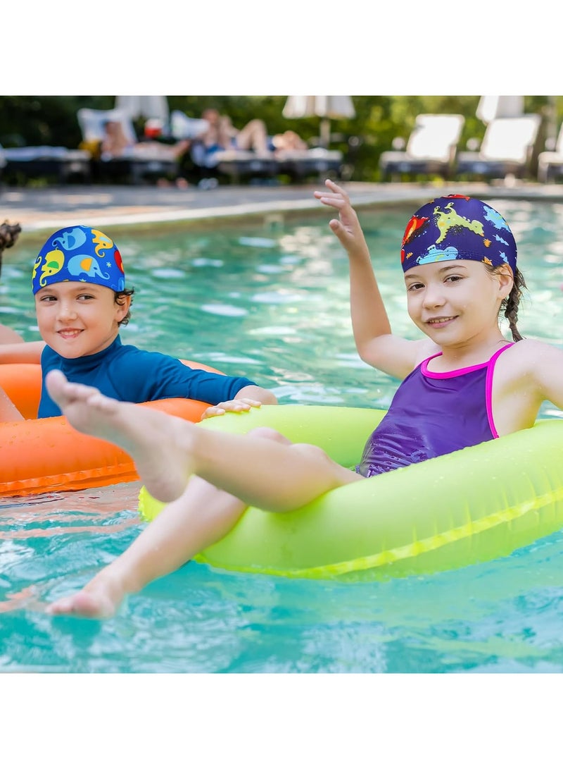 أوزيغالور 3 قطع قبعات سباحة للاطفال من البوليستر - أغطية استحمام صيفية للبنين والبنات (لشعر طويل/قصير) - Image 2
