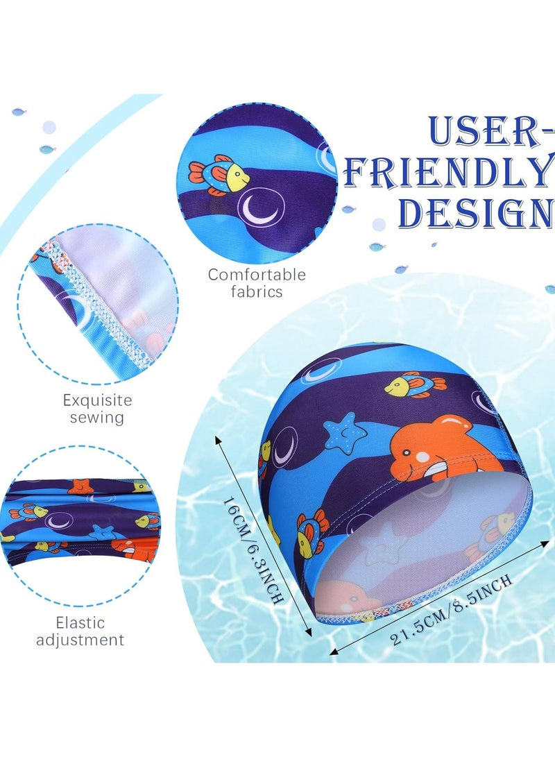 أوزيغالور 3 قطع قبعات سباحة للاطفال من البوليستر - أغطية استحمام صيفية للبنين والبنات (لشعر طويل/قصير) - Image 4
