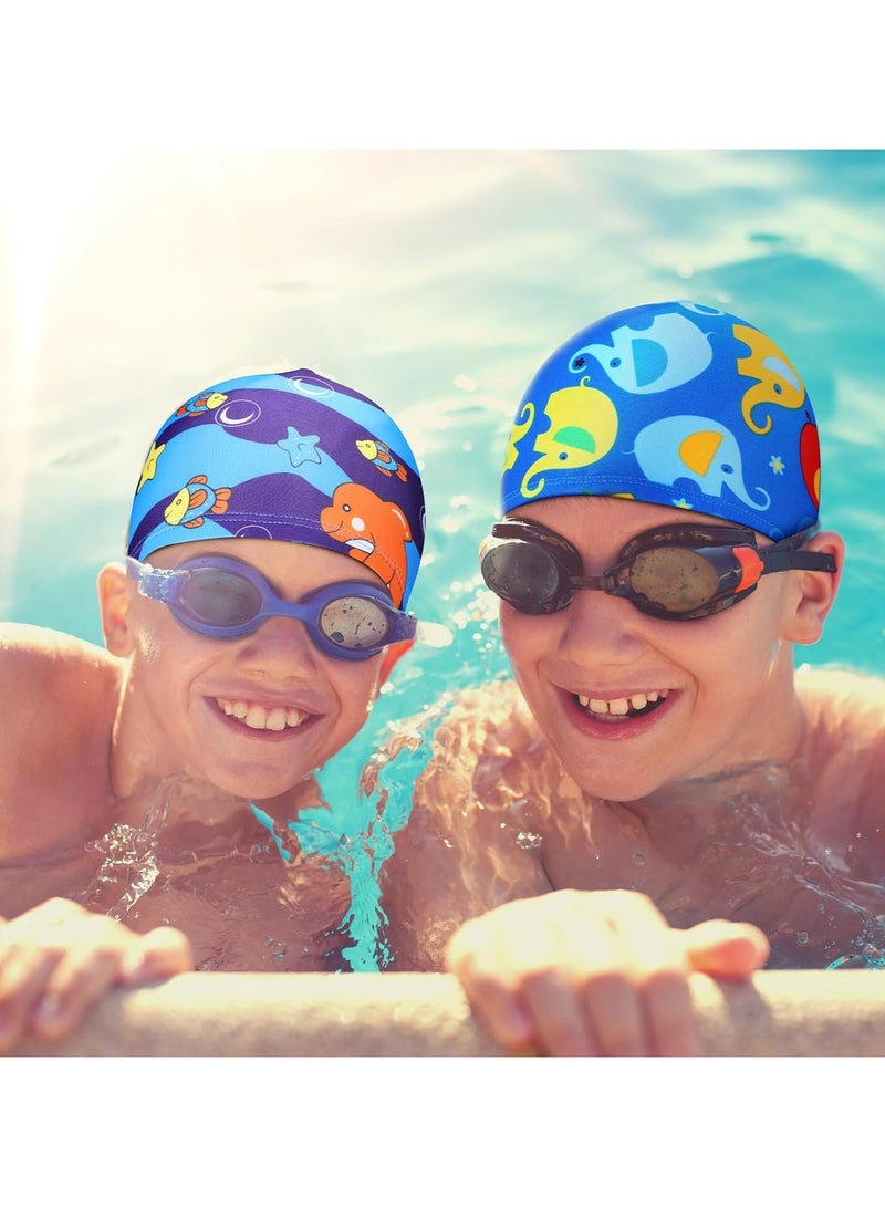 أوزيغالور 3 قطع قبعات سباحة للاطفال من البوليستر - أغطية استحمام صيفية للبنين والبنات (لشعر طويل/قصير) - Image 5