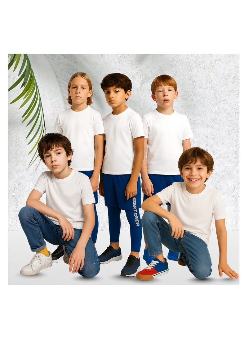 PRINTSHOP4ME Kids T-shirt 5 Packs 100% Cotton Short Sleeve Round Neck T-shirt - Plain T-shirt for Boys and Girls Unisex Tshirt - Kids Combo Pack - Image 4