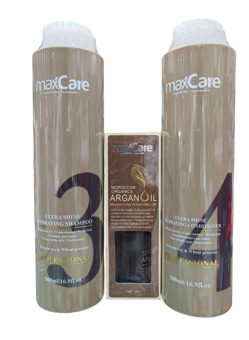 Keratin Protein Hair Shampoo and Conditioner 1000ml with Scalp Massager Brush