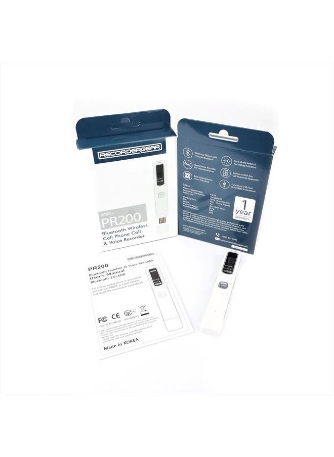 RECORDERGEAR - PR200 Bluetooth Cell Phone Call Recording Device, iPhone and Android Mobile Recorder - Image 1