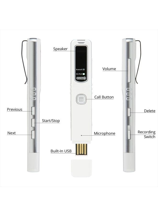 RECORDERGEAR - PR200 Bluetooth Cell Phone Call Recording Device, iPhone and Android Mobile Recorder - Image 1